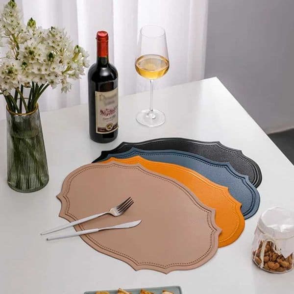S 2024 New Irregular Shape Placemat Hot Insulation Waterproof Coaster Pads Leather Home Table Bowl Mats Decoration Kitchen Gadgets S2411122 B2