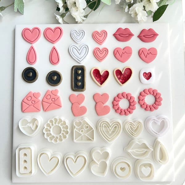 Valentines Day Cutter bordered heart Soft Pottery Earrings Jewelry cutters Valentine's Sweet Series Heart Shape cutters