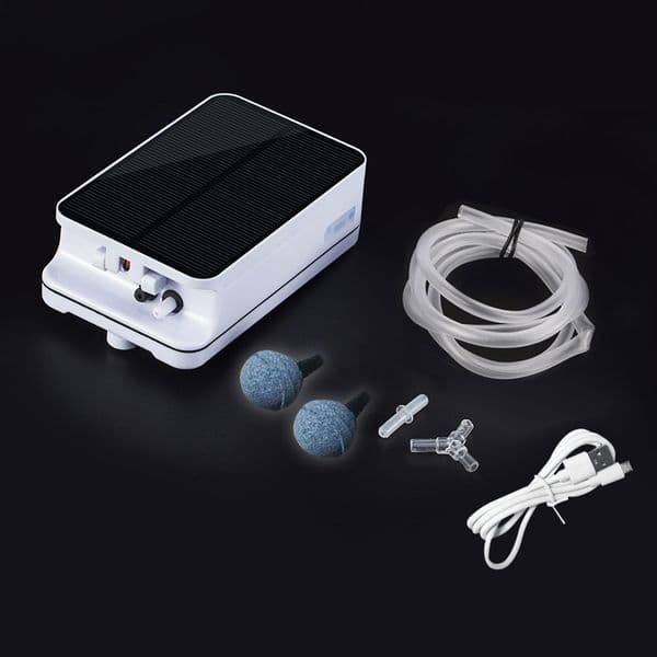 Portable Air Pump Solar Powered Oxygenator Mini Air Compressor Solar Oxygenator For Fish Tank Aquarium Rechargeable Battery
