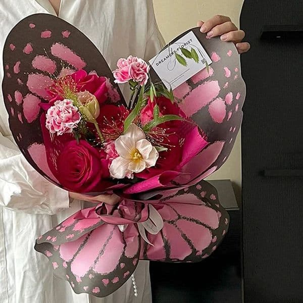 10 pieces of butterfly shaped bouquet packaging paper creative flower packaging paper DIY wedding gift packaging materials 241111