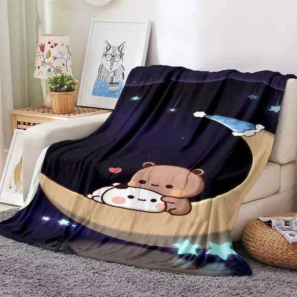 Cute Bubu and Dudu Series Blanket Cartoon Print Kids Warm Flannel Soft Comfortable Home Travel Blanket Bed Blanket Birthday GiftXJ241111