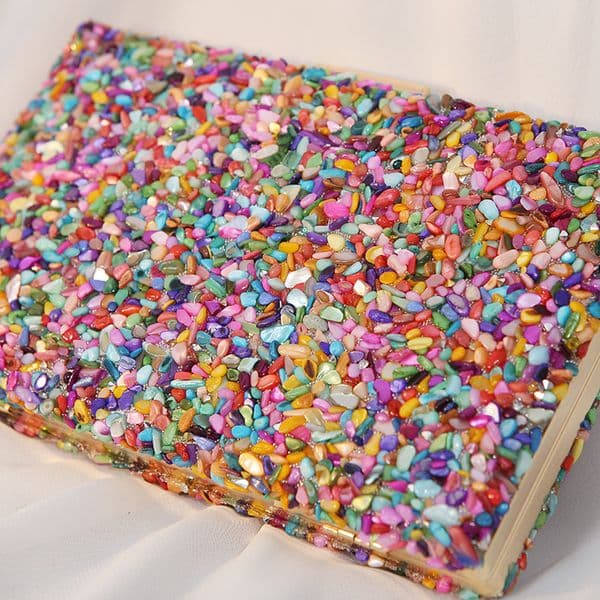 2023 High Quality Women Colorful Stone Evening Bags Wedding Dinner Purse Mini Party Wallets With Chain Banquet Bags