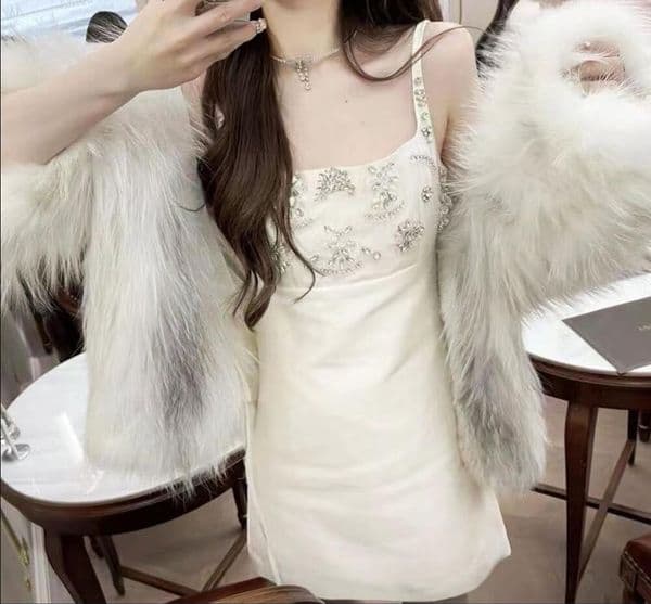 Miu Heavy Industry Dress, Celebrity Luxury Crystal Diamond Sling Skirt, High Grade Feeling Bottom Skirt, Children's Autumn