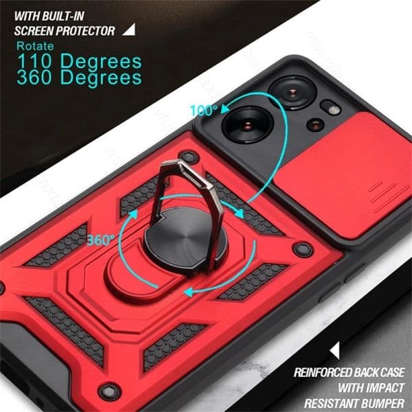 For Xiaomi 13T Pro 5G Case Armor Shockproof Slide Lens Cover On Xiomi Xiaomy Mi13T Mi 13 T Pro Magnet Holder Ring Protect Funda