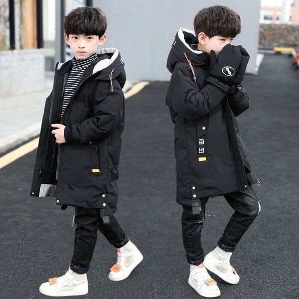 Children parka kids Winter Down cotton Jacket snowsuit Clothing Big Boy Warm Coat Thicken Outerwear toddler clothes gloves 241111