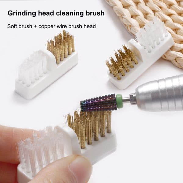 Cleaning Brush For Nail Drill Bits Plastic Copper Wire Bristles Reusable Grinding Heads Cleaning Manicure Accessory Tool