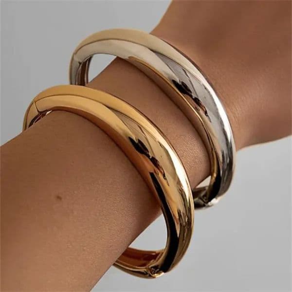 Ingemark Creative Punk Smooth Metal Bangle for Women Trend 2024 Vintage Arm Bracelet Armband Couple Grunge Jewelry Steampunk Men