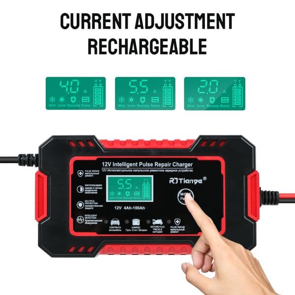 72W 6A 12V Car Battery Chargers Smart Pulse Repair Tools Tester Cartronics Output EU Plug 110V/220V Input Motorcycle Accessories