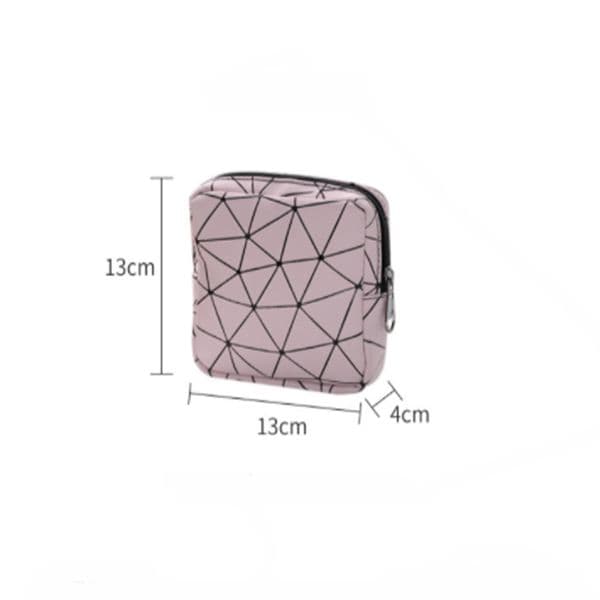Women Menstrual Rhombus Sanitary Napkin Organizer Pouch Cosmetic Portable Storage Bag Multi-functional PU Leather