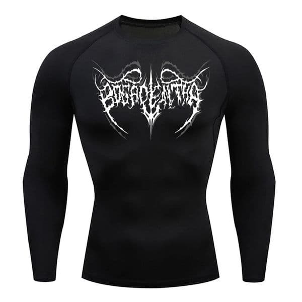 Compression shirt mens fitness gym Y2K skeleton sports running T-shirt Rashgard top three-way quick drying long sleeved mens T-shirt 241112