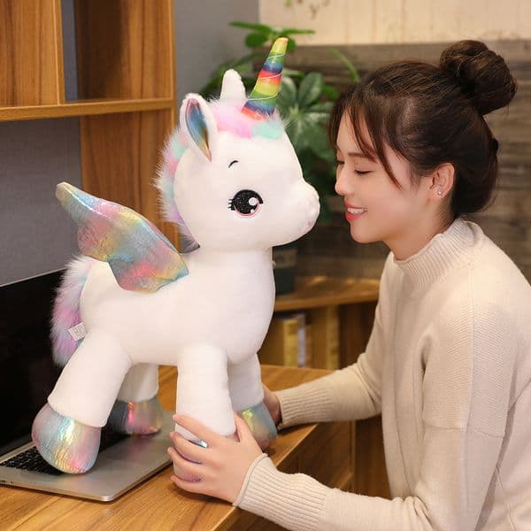 1pc 40CM Fantastic Plush Toy Rainbow With Wings Stuffed Unicornio Doll Toys for girl Children Birthday Gift Pillow