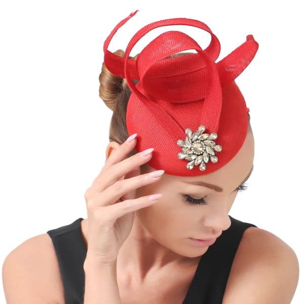 Millinery 2025 Red Ladies Fascinator Hats Ladies Vintage Wedding Event Caps Bridal Party Dinner Hair Accessories Flower Decorate