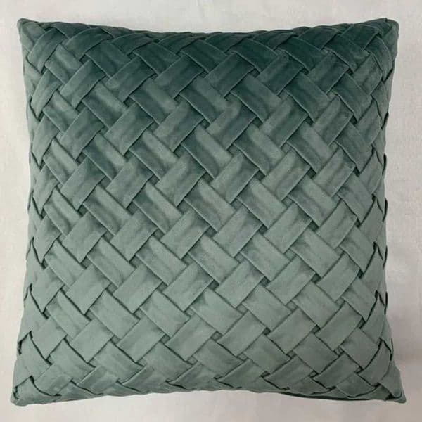 Turquoise pleated cushion cover decorative square woven throwing box M241113