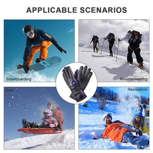 Unisex Electric Heated Gloves 3 Heating Modes Heated Motorcycle Gloves Waterproof PU Leather for Winter Outdoor Sports thumbnail 2