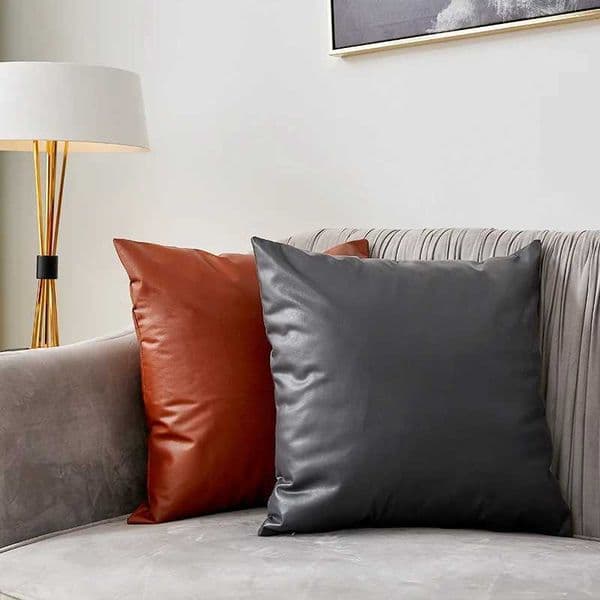 PU leather soft cushion cover Nordic decorative sofa life Ro He decoration 18x18 inch shell M241113