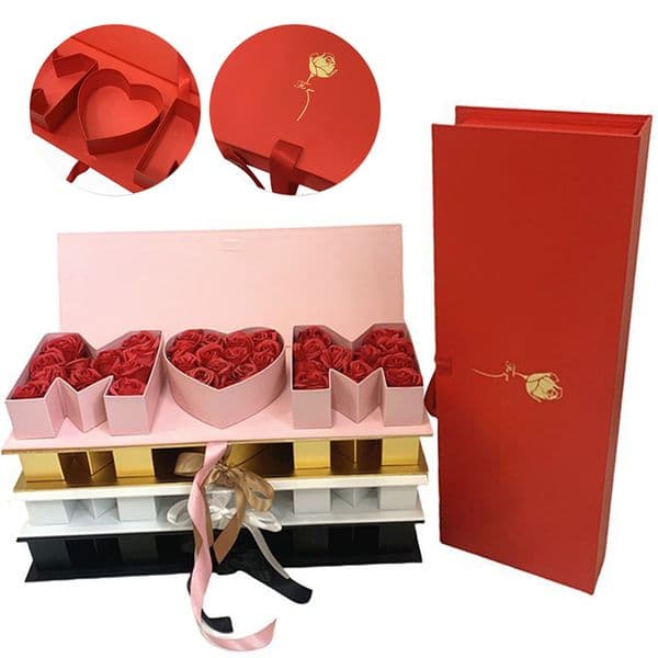 1Pc Mother's Day Flower Box Empty Flower Gift Box Fillable Sweet Packaging Cardboard Mom Shaped Gift Box for Flower Mother's Day