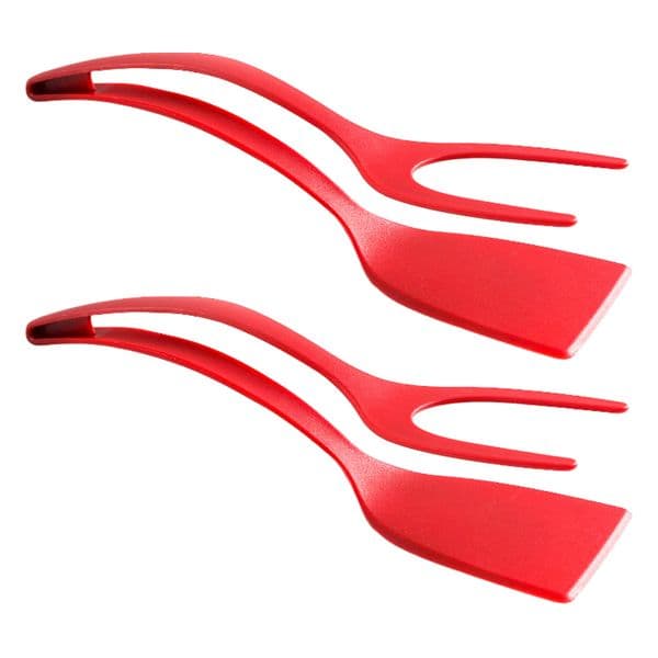 2Pcs Fried Egg Double Spatula Multifunctional 2 In 1 Egg Turner Non-stick Barbecue Shovel Tongs Practical for Food Grip and Flip