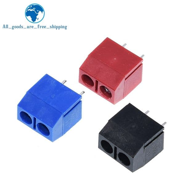 10PCS/LOT KF301-2P KF301-5.0-2P KF301 Screw 2Pin 5.0mm Straight Pin PCB Screw Terminal Block Connector Black Red and Blue