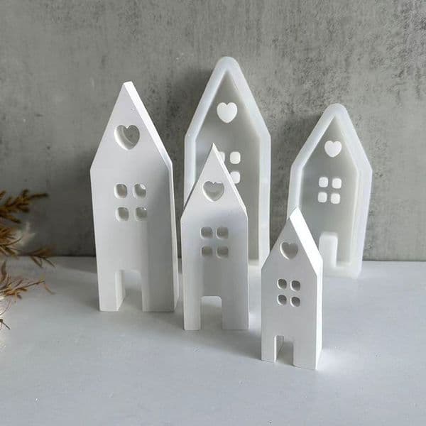 Silicone Molds Candle Mould Houses Candle Moulds Soap Mould Resin Molds for Making Wax Candles Soaps Polymer Clay