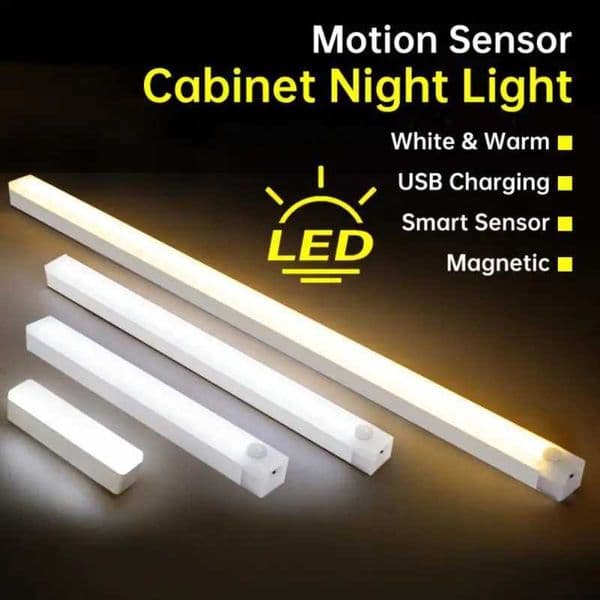 LED Cabinet Light Rechargeable Motion Sensor Light USB Night Lights Induction Lamp Wardrobe Closet Emergency LightingLX241113