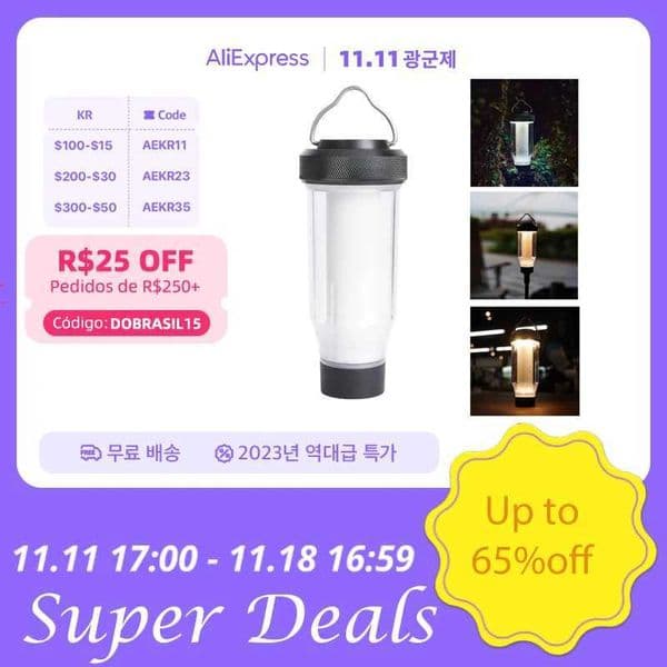 2023 NEW ZN Camping Light USB Rechargeable Warm White Lighting Portable Flashlight Waterproof Outdoor Tent Camping LanternsLX241113