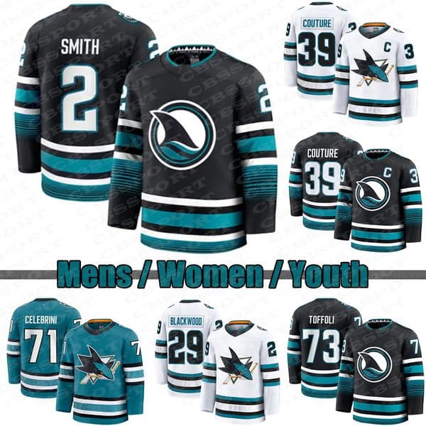 39 Couture Hockey Jerseys Men Women Youth 73 Toffoli 48 Hertl 29 Blackwood 88 Burns 2 Smith 3 Thrun 4 Cody Ceci 26 Thompson 71 Celebrini 38 Ferraro