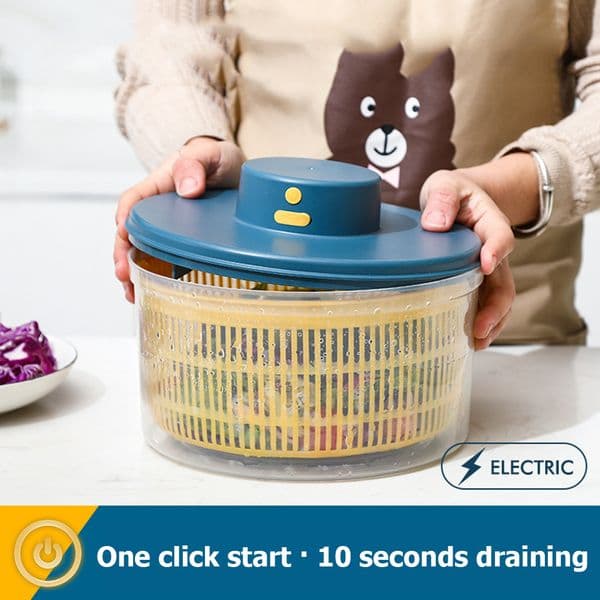 Electric Salad Spinner Fruit Vegetable Household Salad Dehydrator Rechargeable Lettuce Dryer Quick Dry for Washing Drying