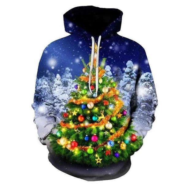 Christmas Festival Mens Sweatshirt Clothes Long Sleeve Hooded Sweatshirts 3D Printed Christmas Tree Fashion Autumn Hoodies LX241113