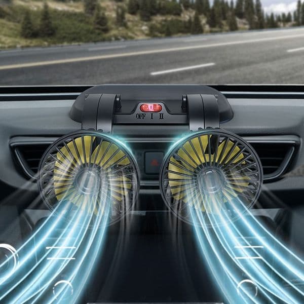 090E Adjustable Portable Dual for Head Car Fan 3 Speeds Strong Wind, Rotatable Cooling Fan for Suv Rv Boat Vehicles Glasses