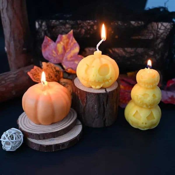 DIY Halloween Pumpkin Ghost Candle Mold Creative Pumpkin Ornament Aromatherapy Gypsum Dropping MoldXJ241112