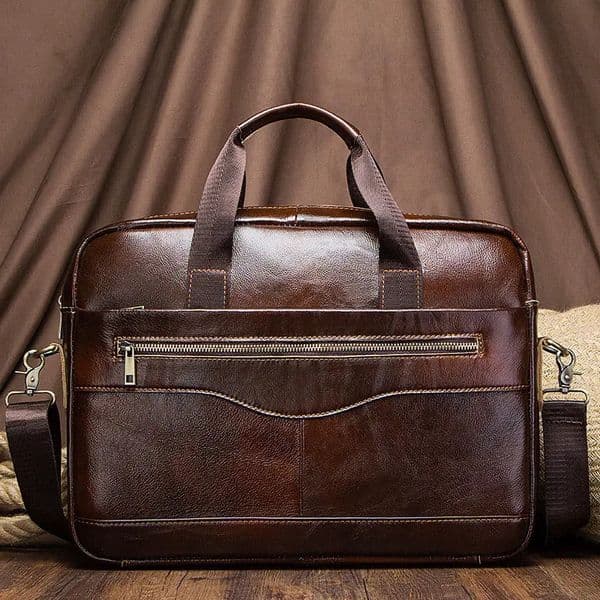 Genuine leather mens work briefcase high-quality notebook bag casual mens shoulder messenger top layer leather travel bag 241112