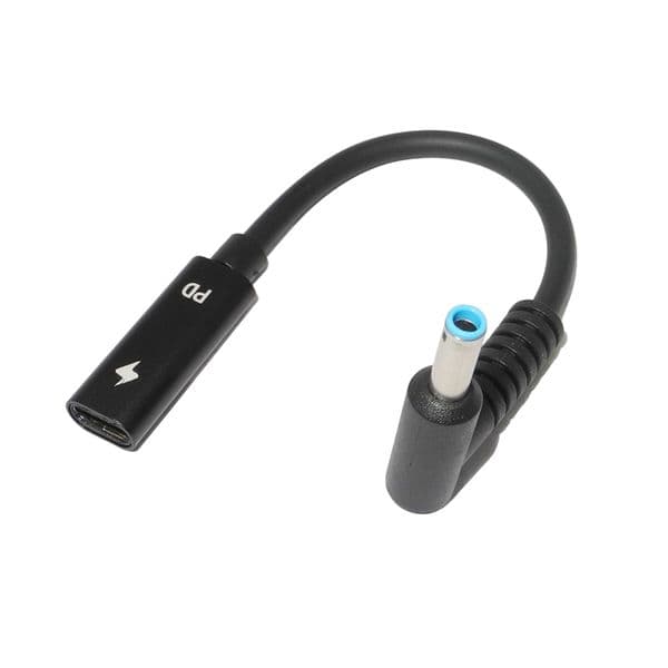 USB Type C Female to HP4506 Male 90° Adapter Cable 4.5X3.0mm Plug Dc Power Converter with PD Sensor Chip for HP Laptop