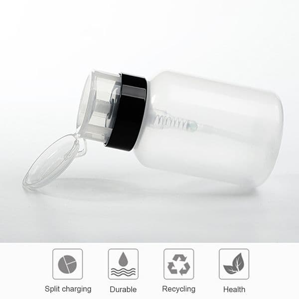 Portable Empty Clear Pump Dispenser Bottle Plastic Nail Polish Remover Cleaner Container 60/100/120/180/200ml