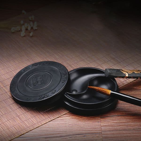 Ink Stone Calligraphy Inkstone Japanese Chinese Black Grinding Sumiyan She The Set Inkwell Duan Incredible Painting Stick