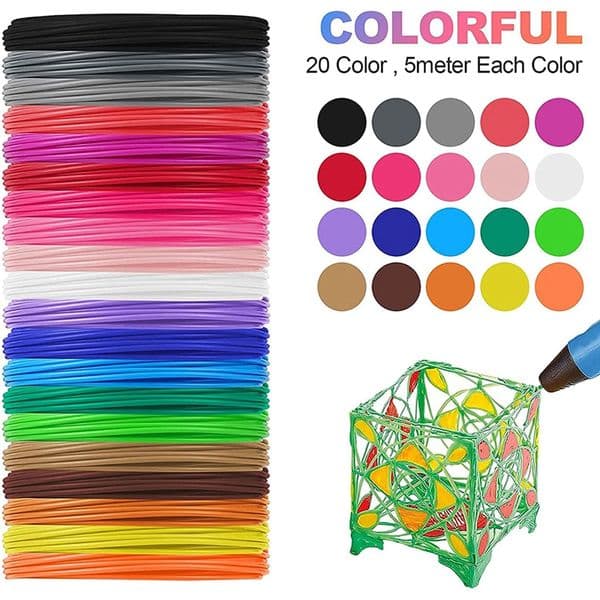 3D Pen Filament PLA Refills 20 Colors, 16 Ft Per Color Total 320 Ft 1.75Mm Premium Filament For 3D Printing Pen Comes