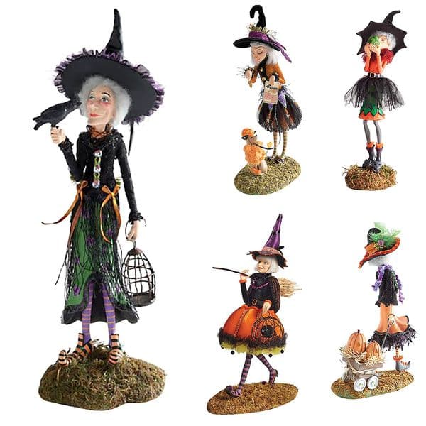 DIY Craft Bewitching Figurine Desktop Decor, Resin Witch Doll Statue Ornaments, Horror Sculpture Halloween Decoration