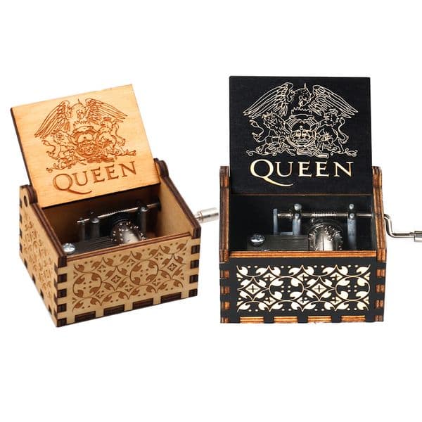 Wooden Hand Crank Music Box Queen Bohemian Rhapsody Birthday Music Party Home Decor Christmas Gifts