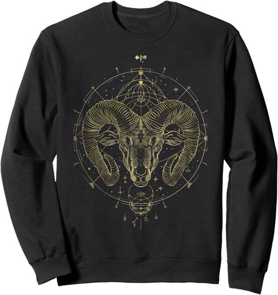 Long Sleeve Shirts for Men sweatshirt Aries Zodiac Astrology Ram Horoscope Star Sign April Graphic Sweatshirt T shirt Tee Streetwear Casual tops clothes