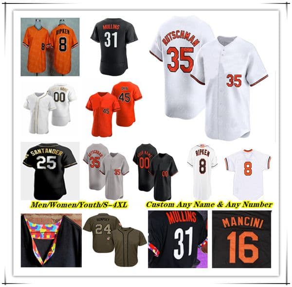 Baseball Jersey Gunnar Henderson Jackson Holliday Cedric Mullins Anthony Santander Adley Rutschman Ryan Mountcastle O'Hearn Colton Cowser Jorge Mateo Cal Ripken