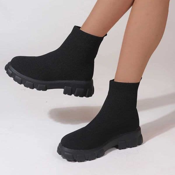 High Quality Brand Warm ankle boots lightweight casual shoes warm wedge Fi sock boots knitted winter mid tube platform boots T241113