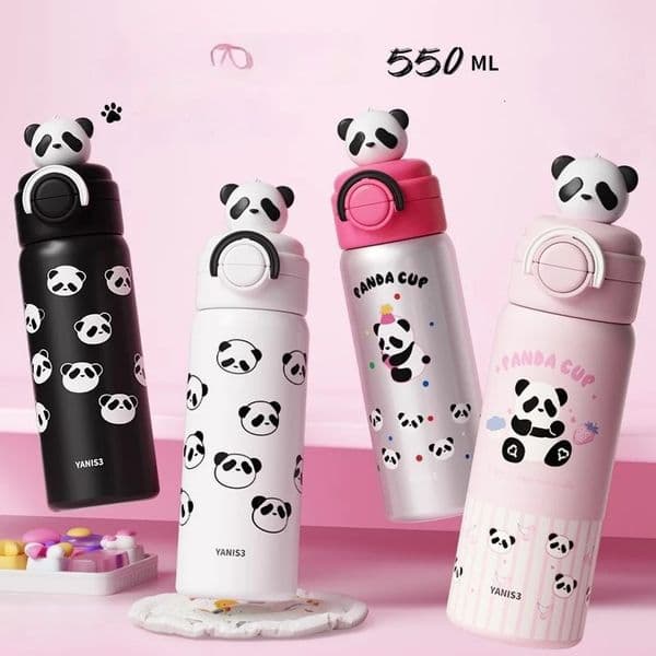 Yanis3 Ready to Go Fat Skin Student Cute Panda Vacuum Cup Girl Student Bounce Double Beverage Glass Christmas rens Toy 241113
