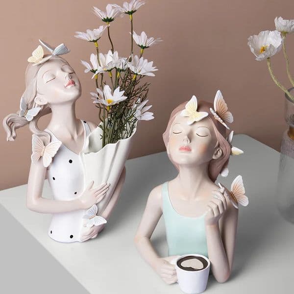 Resin Butterfly Girl Character Model Art Modern Storage Statue Family Living Room Desktop Decoration Object Project 241113