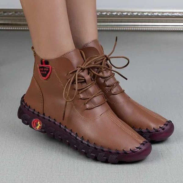 High Quality Warm shoes leather ankle boots foldable zippers for warm autumn and winter Fem boots handmade sewing thread M Botas Mujer T241113
