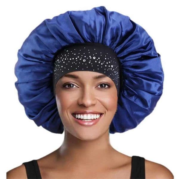 Extra Large Rhinestone Wide Band Bonnet Satin Night Sleep Hat Hair Care Turban Bandanas Headband with African Fashion W241113