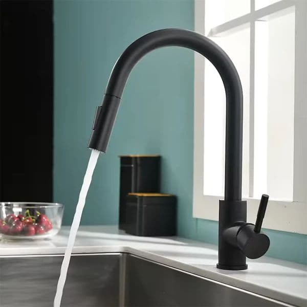 Black kitchen faucet flexible pull-out dual-mode nozzle and cold mixing faucet expandable cleaning stainless steel faucet 241112