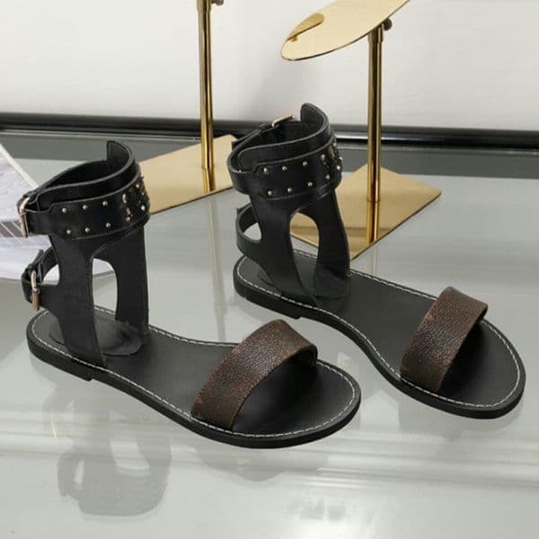 Sandals fashion new style sandals top designer shoes genuine leather letter printing shoes flat bottom rubber sandals outdoor anti slip slippers beach shoes