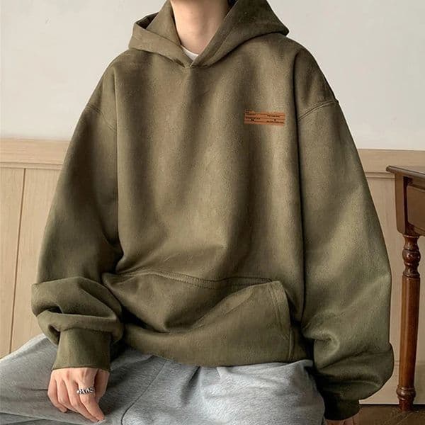 2024 Suede Hooded Sweatshirts For Men Autumn Y2K Streetwear Printed Hoodies Hip Hop Fashion Retro Fleece Hoody Clothes 241114