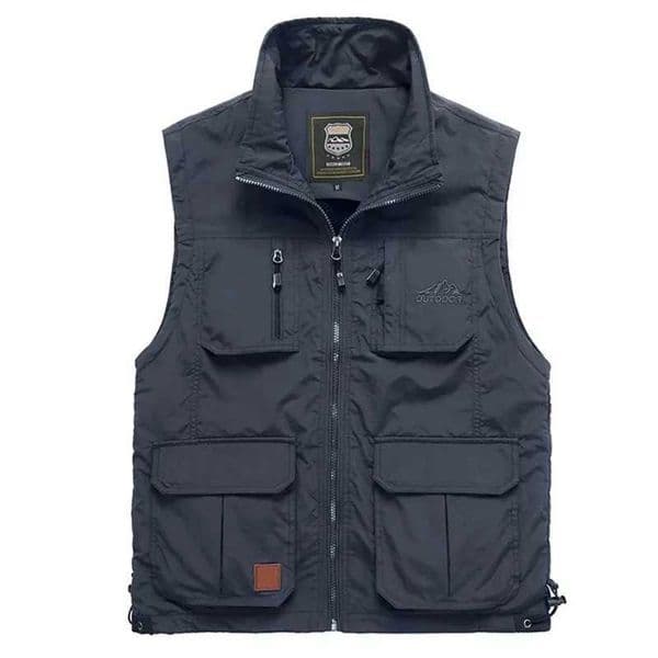 Summer and spring mesh thin multi pocket vest suitable for men large-sized mens casual sleeveless jacket with multi pocket journalist vest W241113