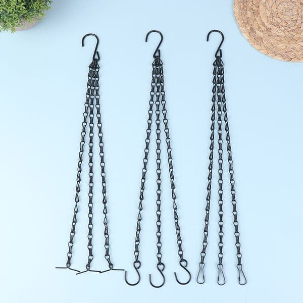 40cm Rattan Hanging Pendant Chain Flowers Basket Chain Flower Pot Hydroponic Plants Grow Tools Garden Decorations With 3 Hooks