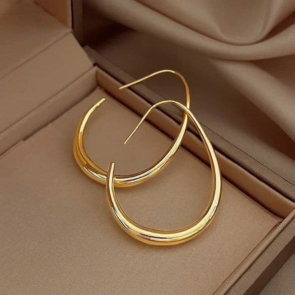 Geometric Oval Hoop Earrings for Women Simple Desgin Party Wedding Fashion Jewelry Accessories 2023 241114